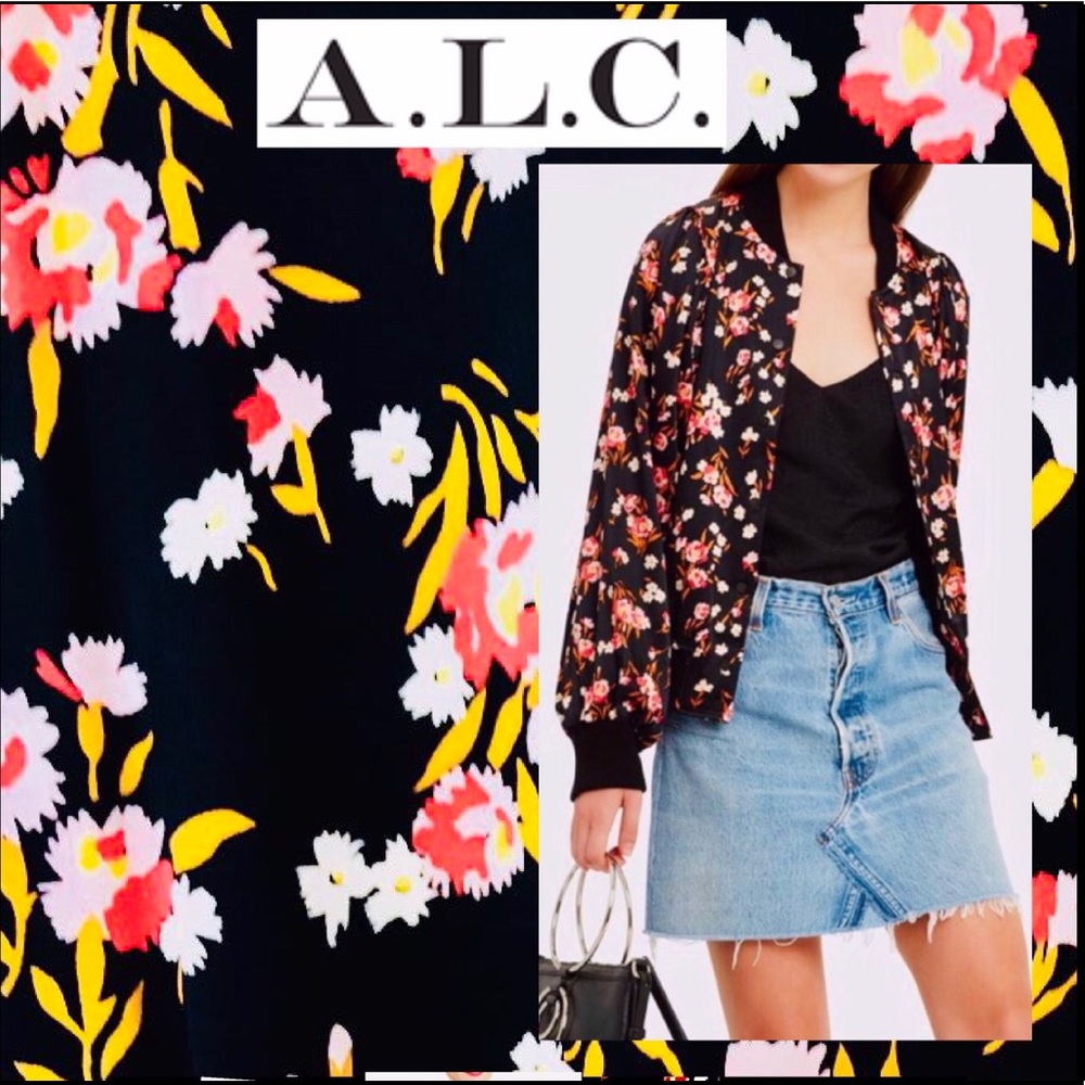 “NWT” Beautiful A..L.C Silk Floral Bomber Jacket.